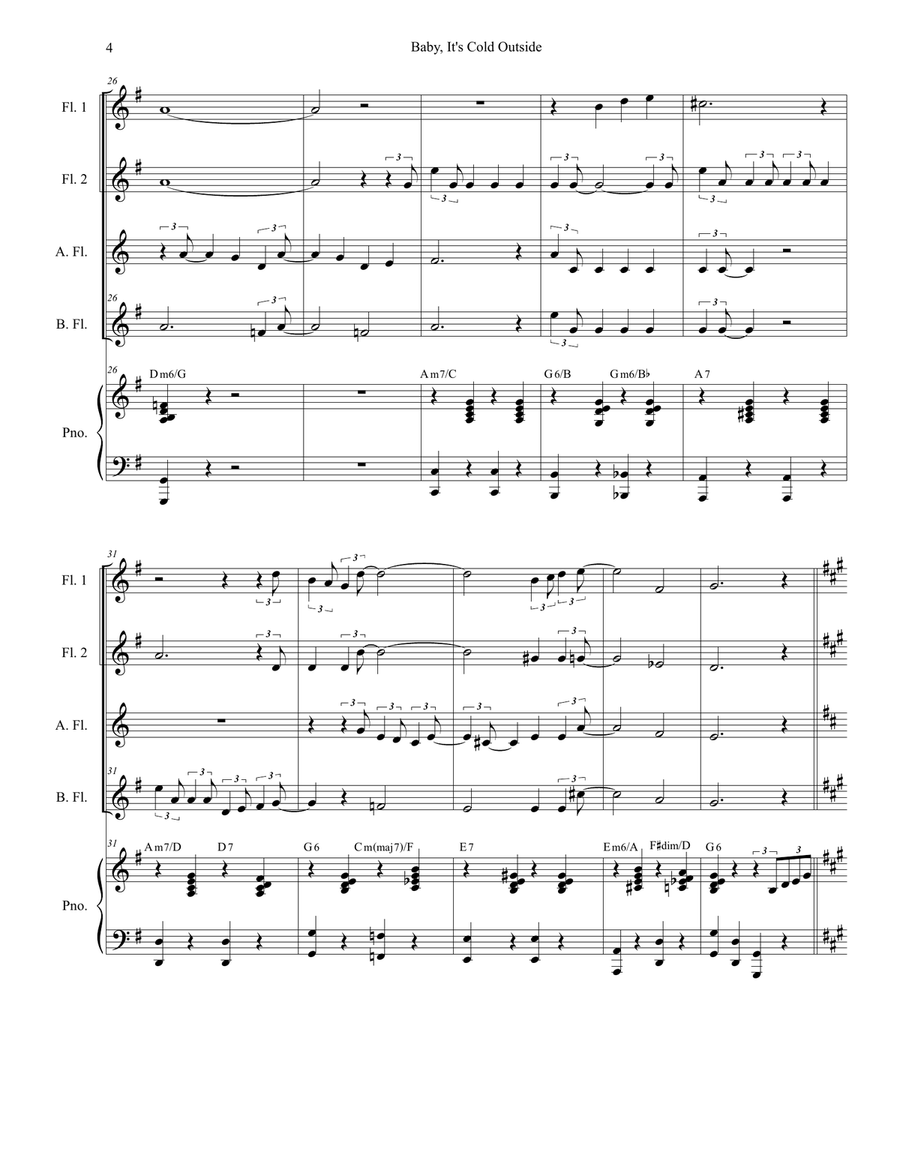 Baby, It's Cold Outside Baby, It's Cold Outside Woodwind Ensemble scores gallery preview page 4