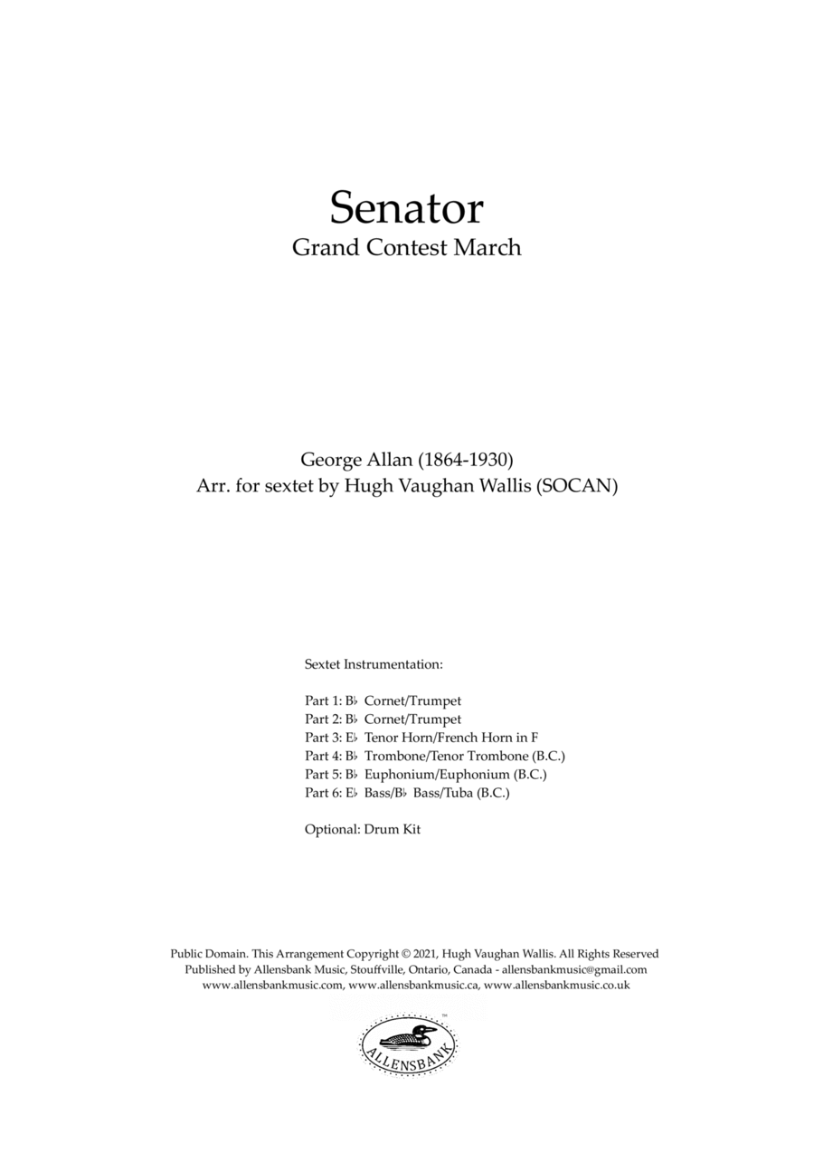 Senator - Grand Contest March by George Allan - arranged for brass sextet Brass Ensemble scores gallery preview page 1