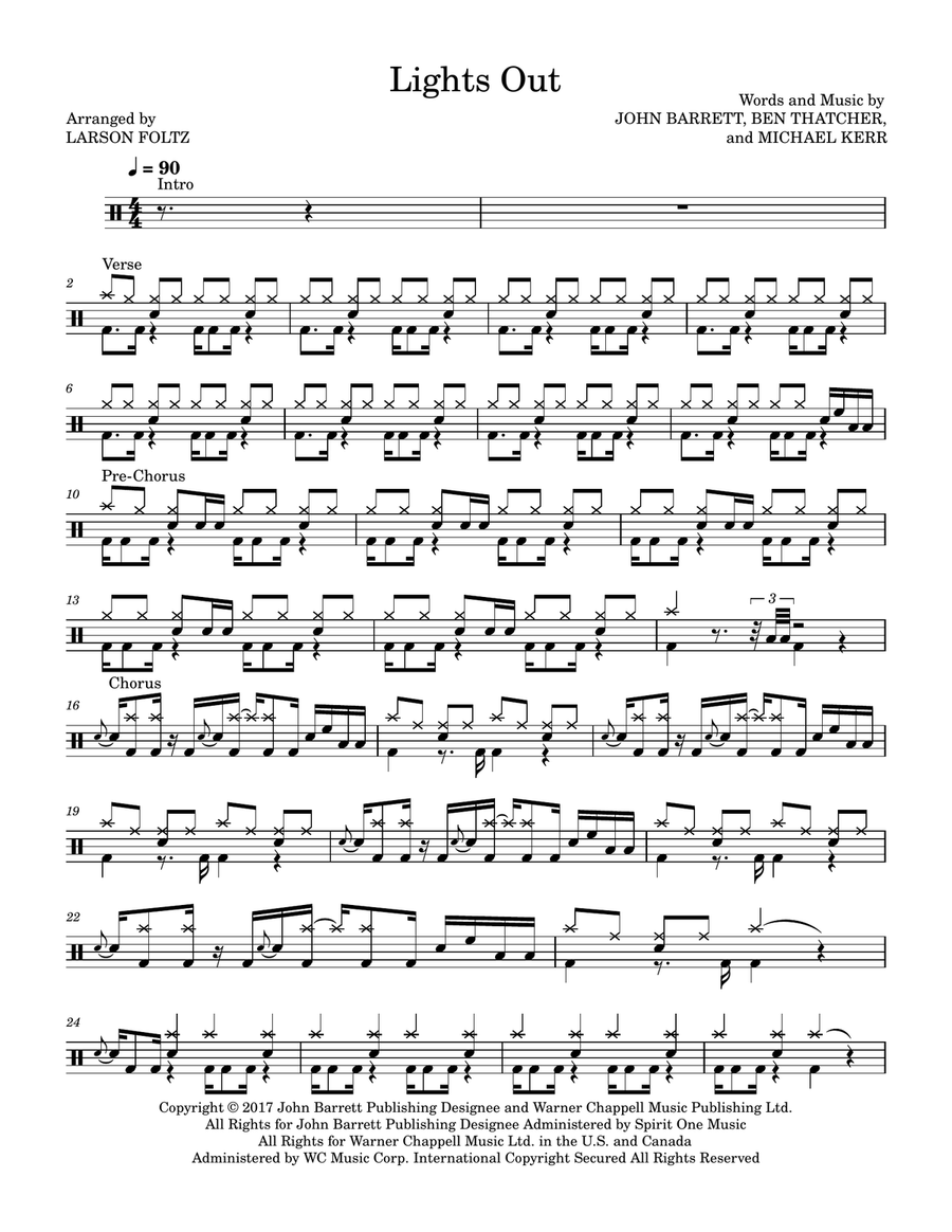 Lights Out Lights Out Drum Set scores gallery preview page 1