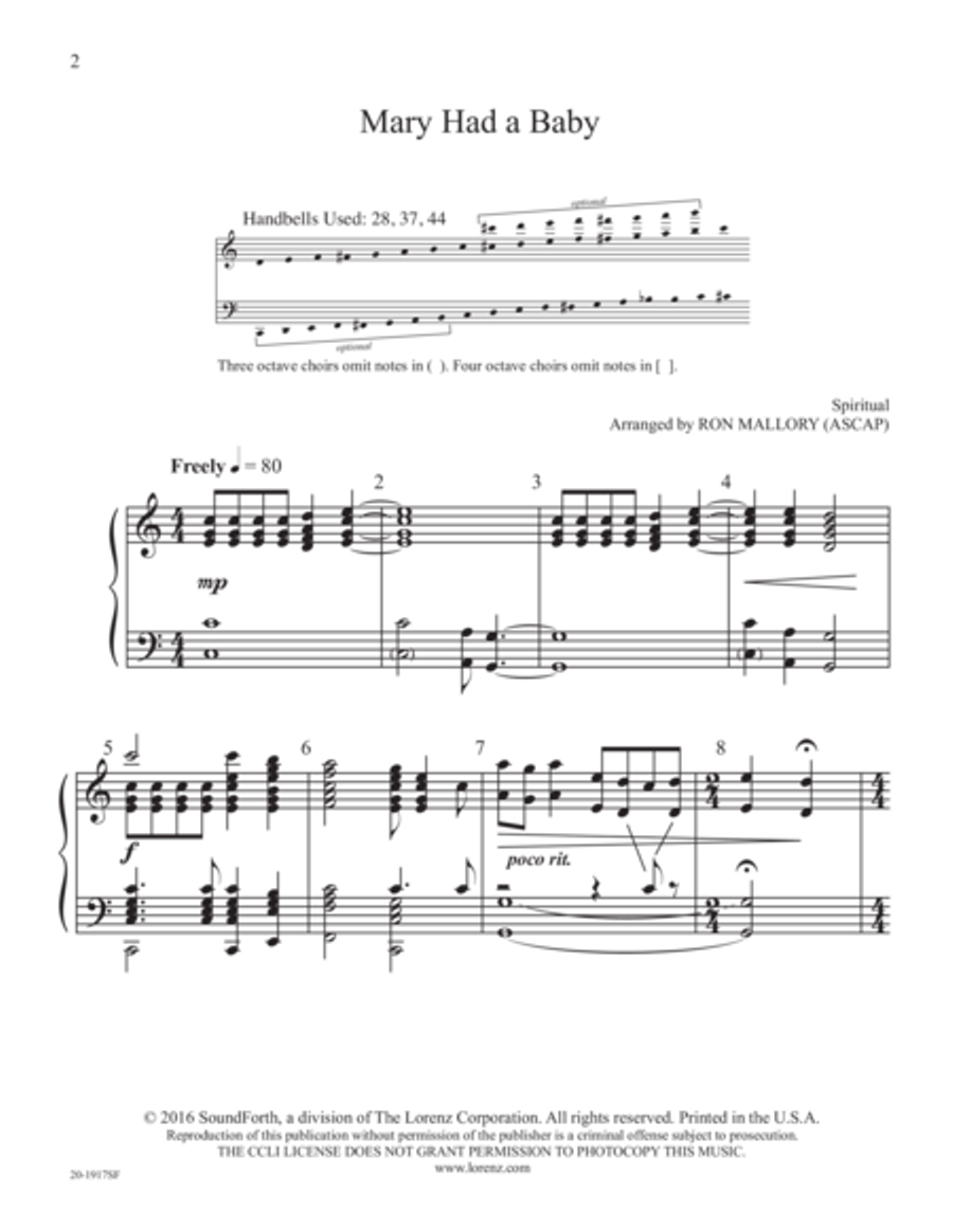 Mary Had a Baby 5-Octaves scores gallery preview page 2