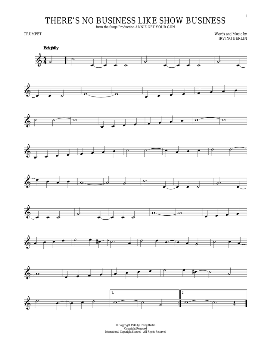 There's No Business Like Show Business Trumpet Solo scores gallery preview page 1