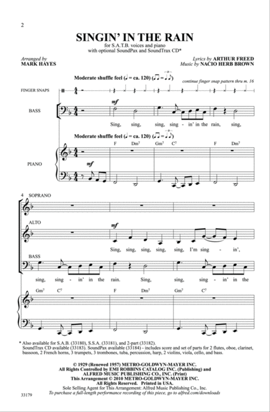 Singin' in the Rain Singin' in the Rain 4-Part scores gallery preview page 2
