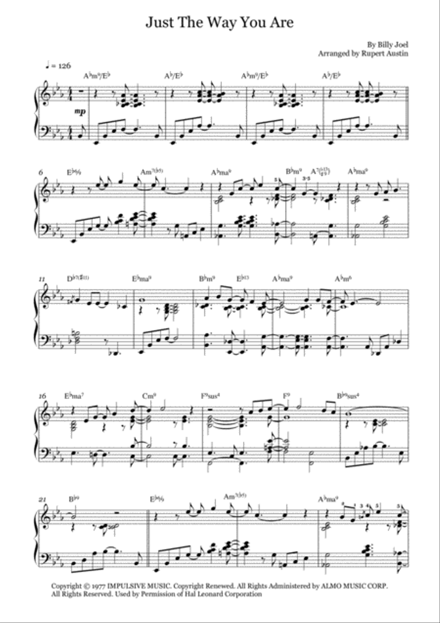 Just The Way You Are Piano Solo scores gallery preview page 2