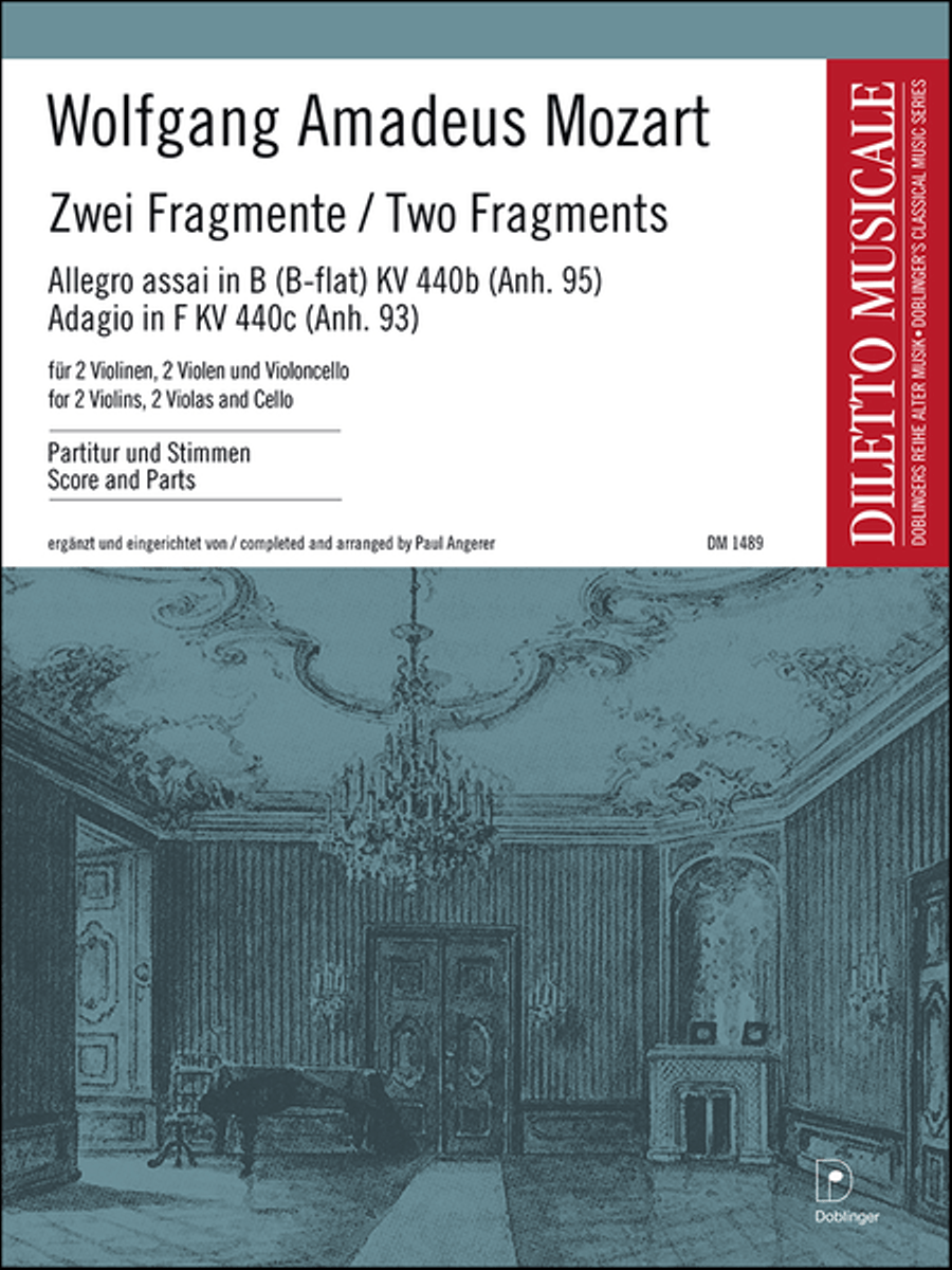 Zwei Fragmente - Allegro assai in B KV Anh. 95/Adagio in F KV Anh. 93 (Ausgabe Streicher) Score and Part scores gallery preview page 1