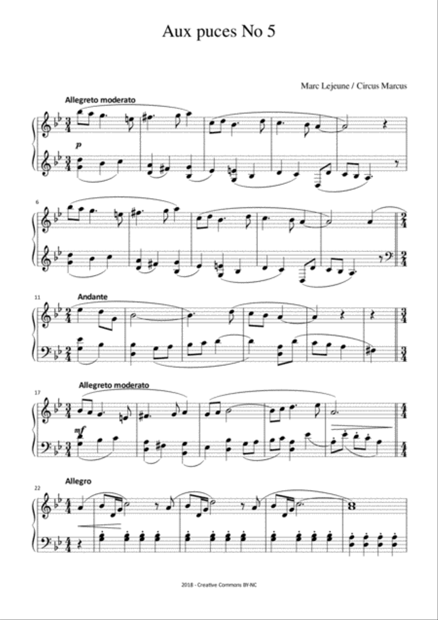Aux puces No 5 Piano Solo scores gallery preview page 1