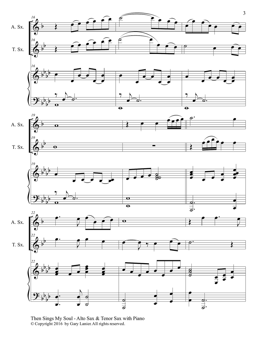Trios for 3 GREAT HYMNS (Alto Sax & Tenor Sax with Piano and Parts) Woodwind Duet scores gallery preview page 4