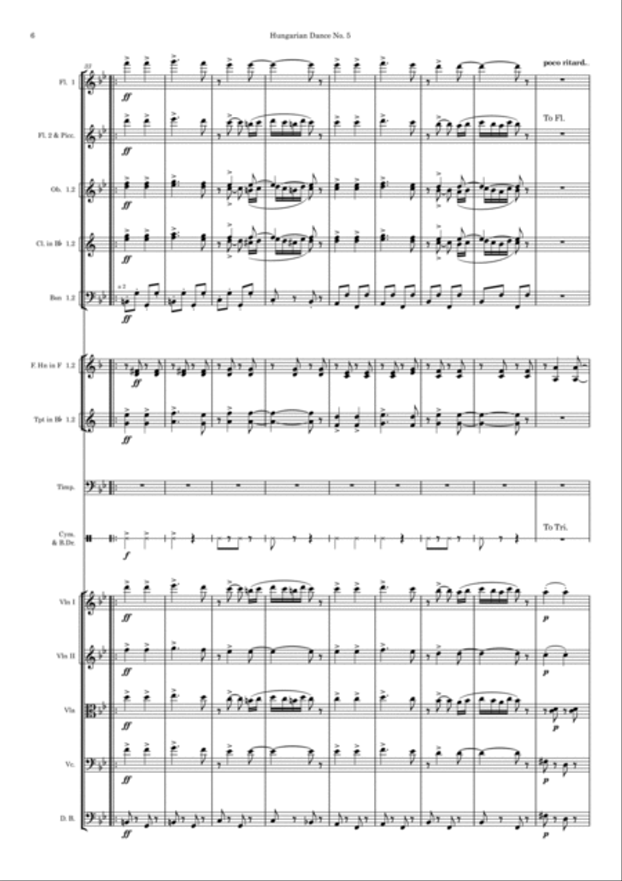 Brahms Hungarian Dances 5 & 6 Full Orchestra scores gallery preview page 6