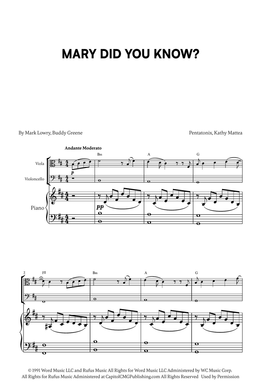 Mary, Did You Know? Mary, Did You Know? String Duet scores gallery preview page 1
