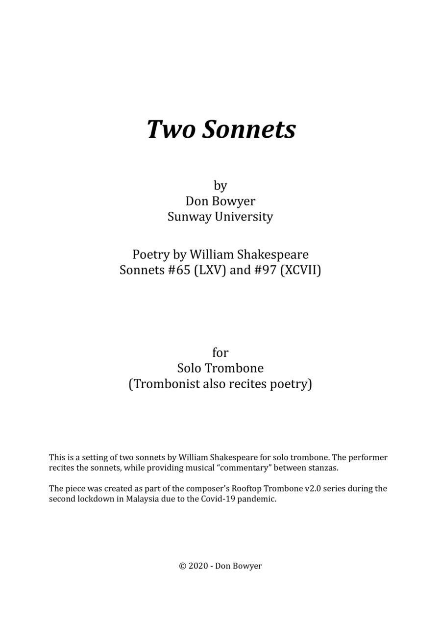Two Sonnets (A4 size) Trombone Solo scores gallery preview page 1
