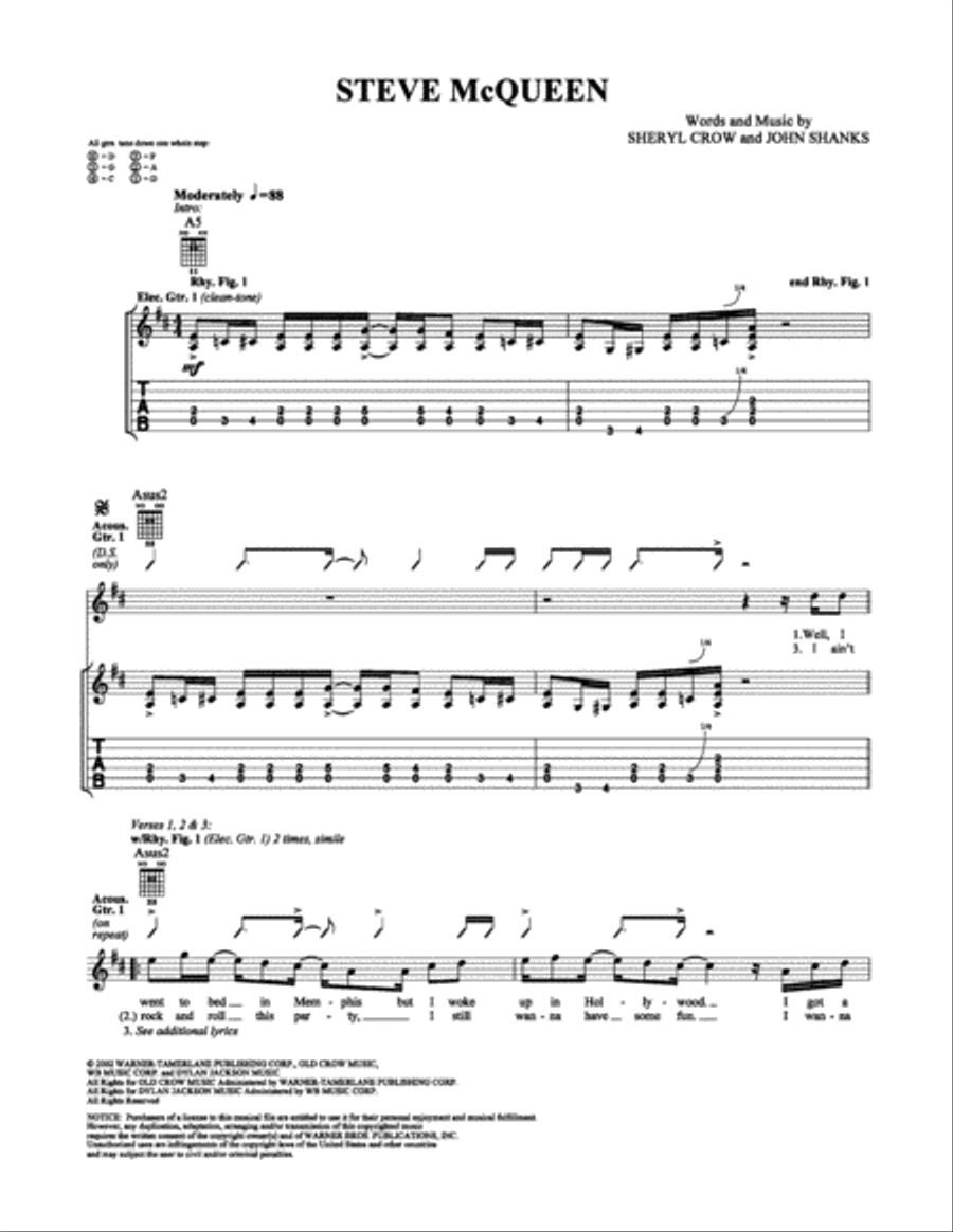 Steve McQueen Electric Guitar scores gallery preview page 1