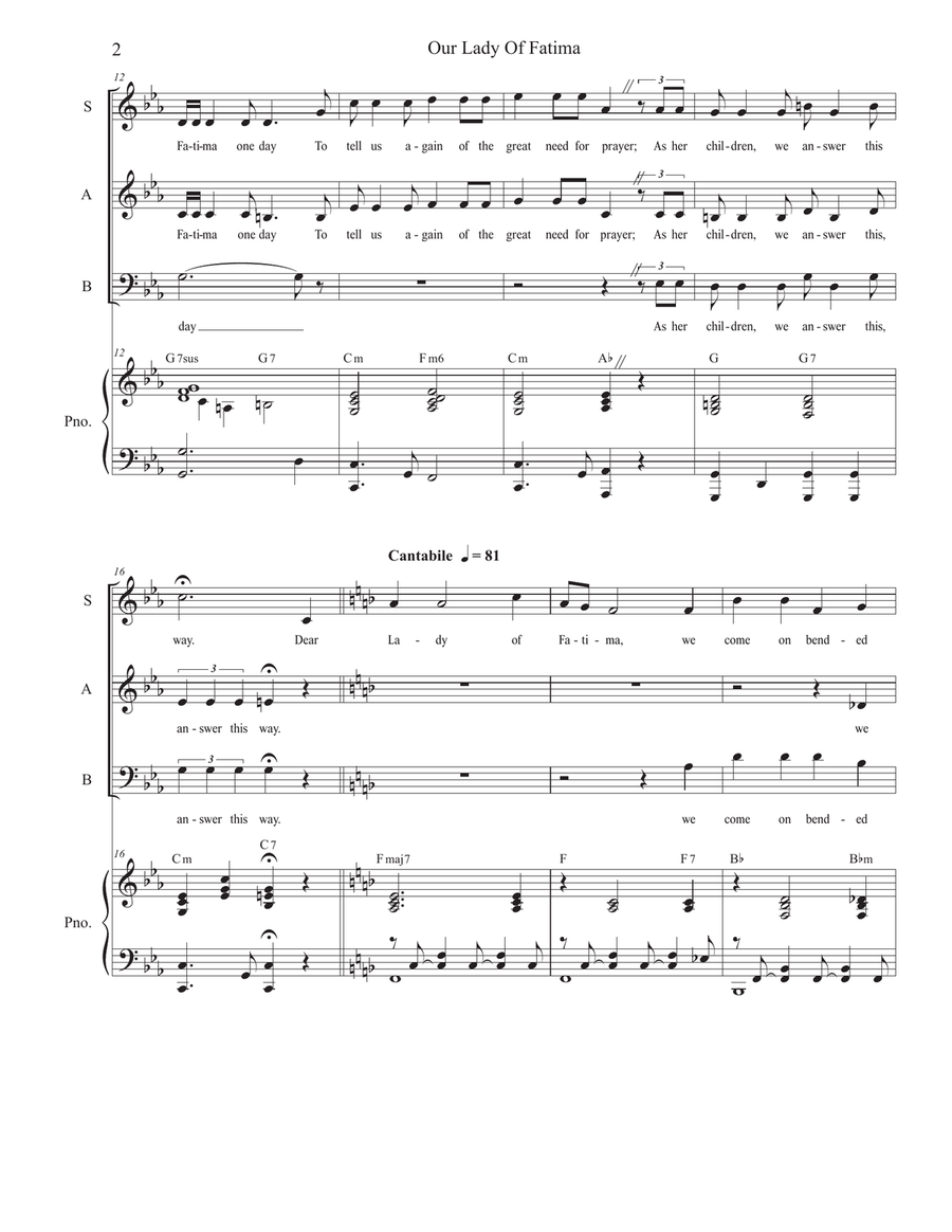Our Lady Of Fatima Our Lady Of Fatima 3-Part scores gallery preview page 2