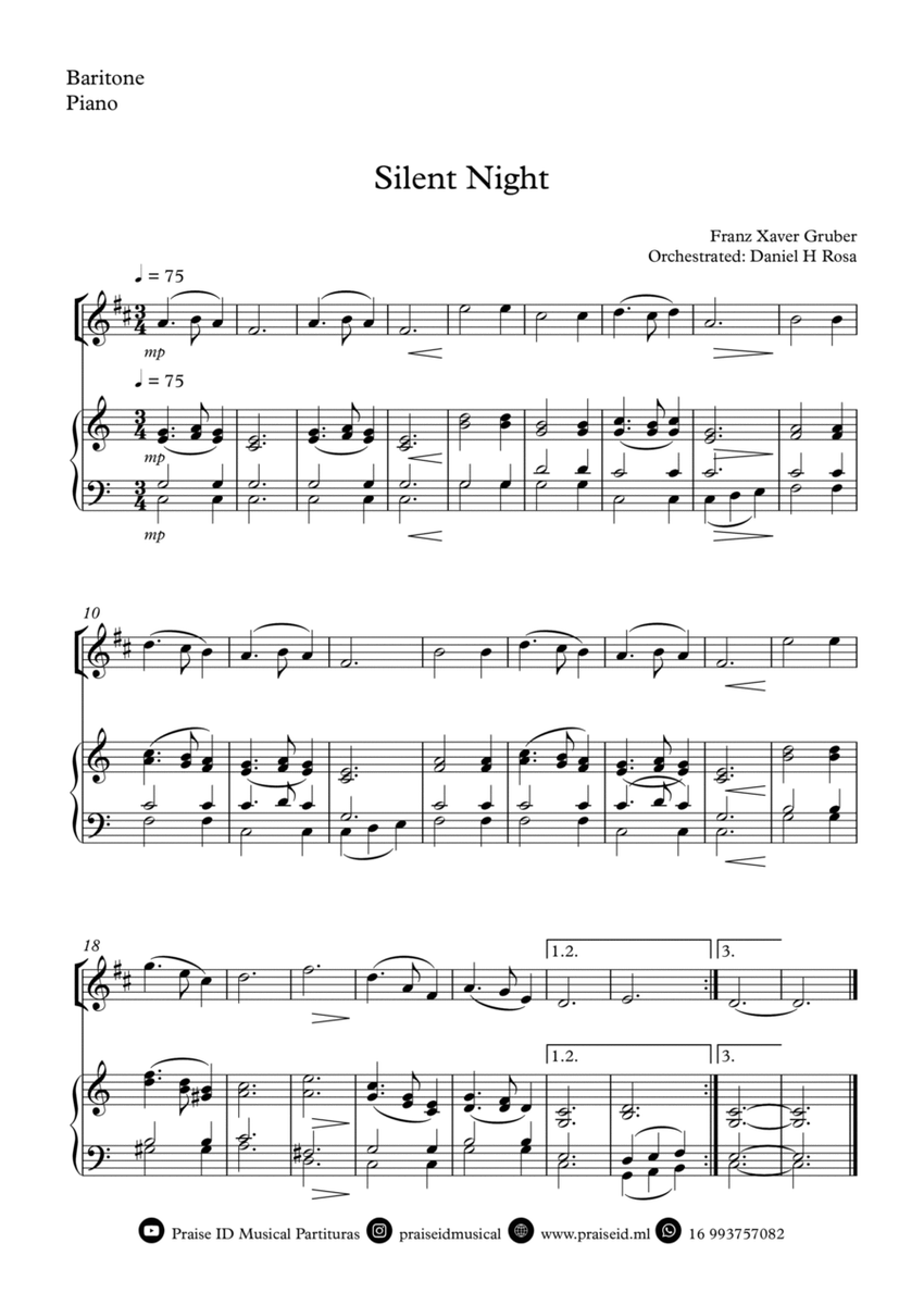 Silent Night - Christmas Carol - Baritone and Piano image number null