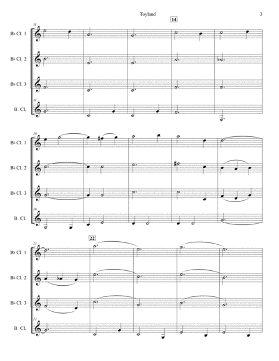 Toyland for Clarinet Quartet Clarinet Quartet scores gallery preview page 3