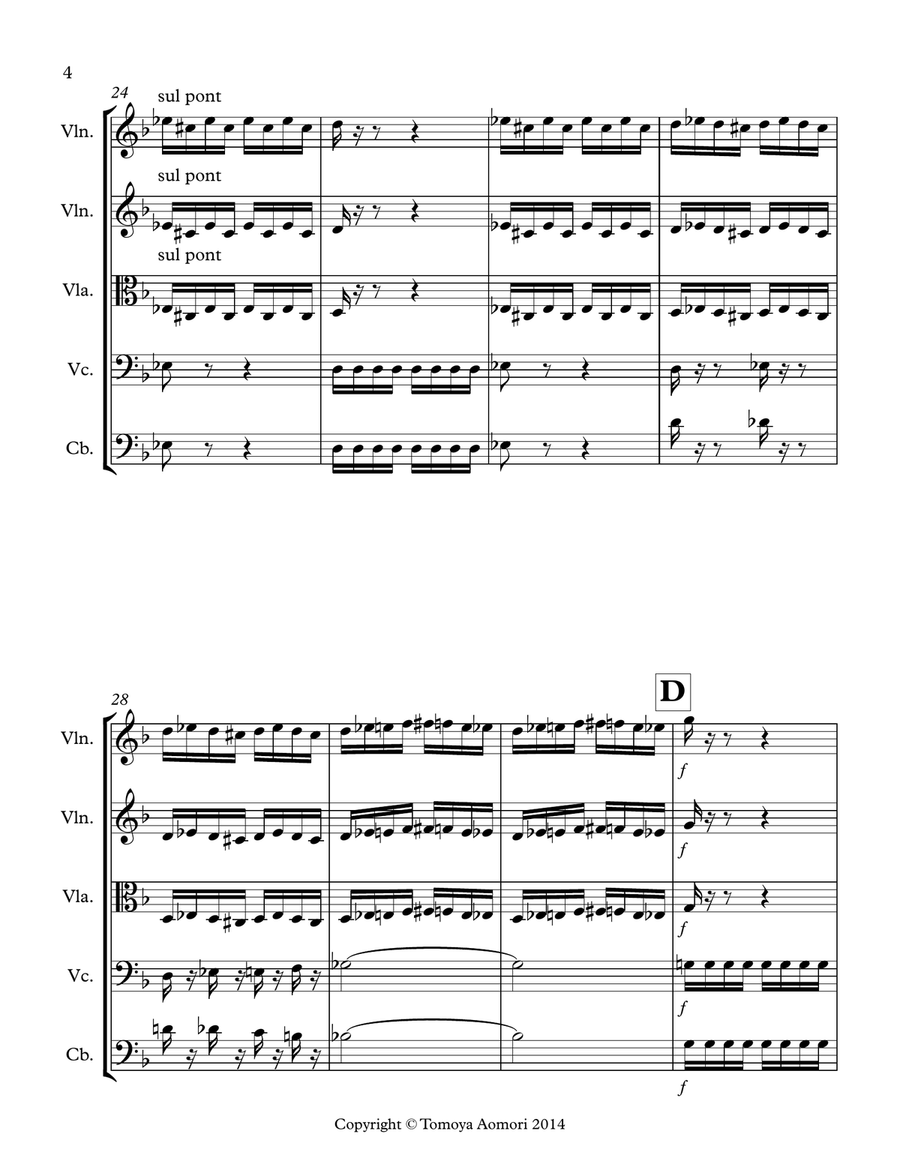 The Flight of the Bumblebee - arranged for String Ensemble/Orchestra/Quintet by Tomoya Aomori - scor String Orchestra scores gallery preview page 4