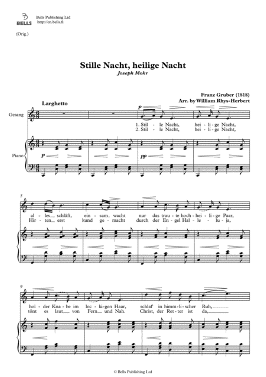 Stille Nacht, heilige Nacht (Original key. C Major) Voice Solo scores gallery preview page 1