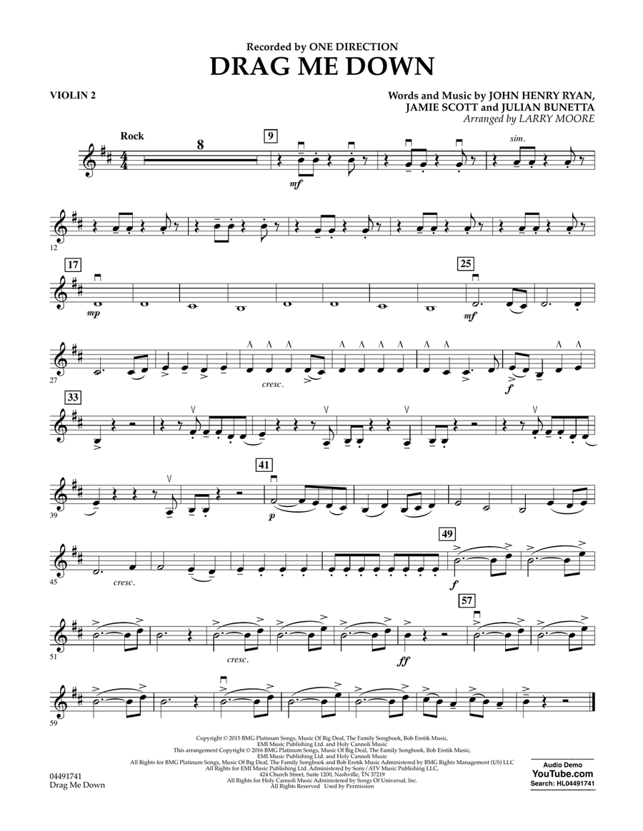 Drag Me Down - Violin 2