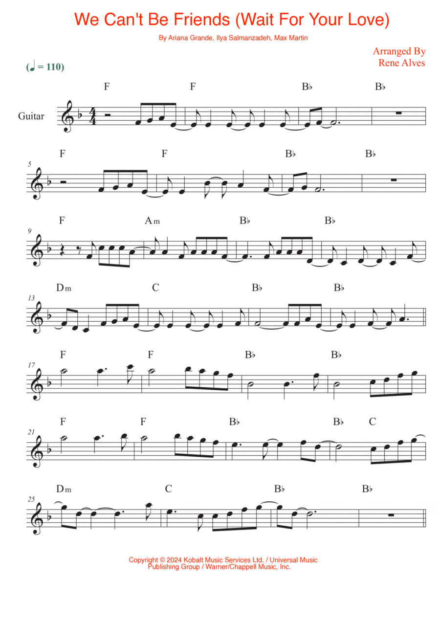 We Can't Be Friends (Wait For Your Love) Electric Guitar scores gallery preview page 1
