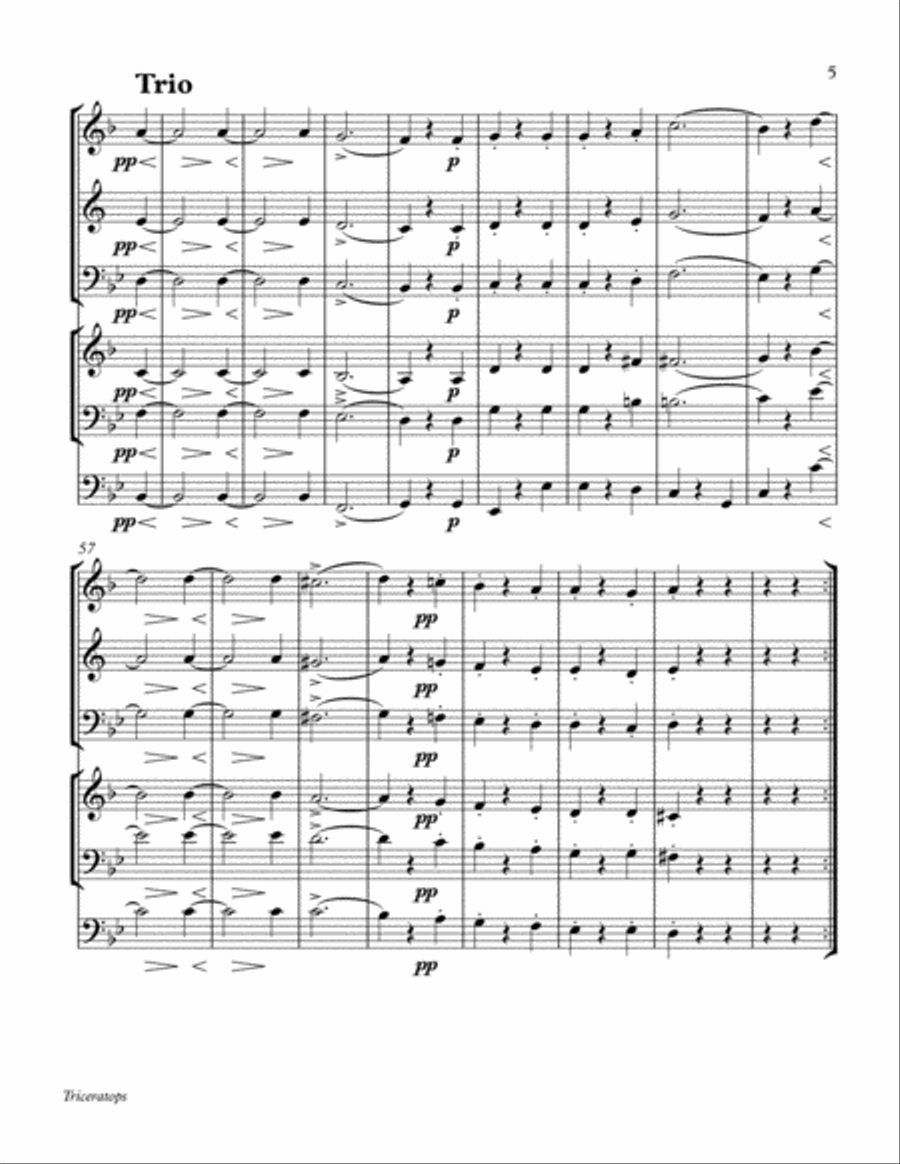 Beethoven Trio op 87, mvt. 3 Scherzo Brass Ensemble scores gallery preview page 6