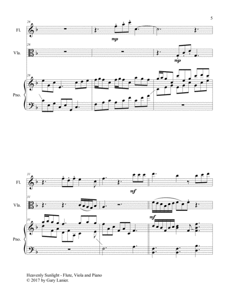 HEAVENLY SUNLIGHT (Trio - Flute, Viola & Piano with Score/Parts) image number null
