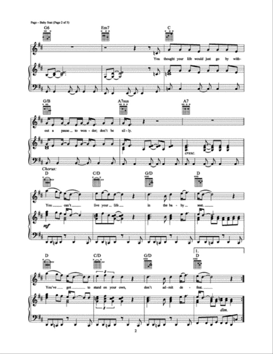 Baby Seat Piano, Vocal, Guitar scores gallery preview page 2