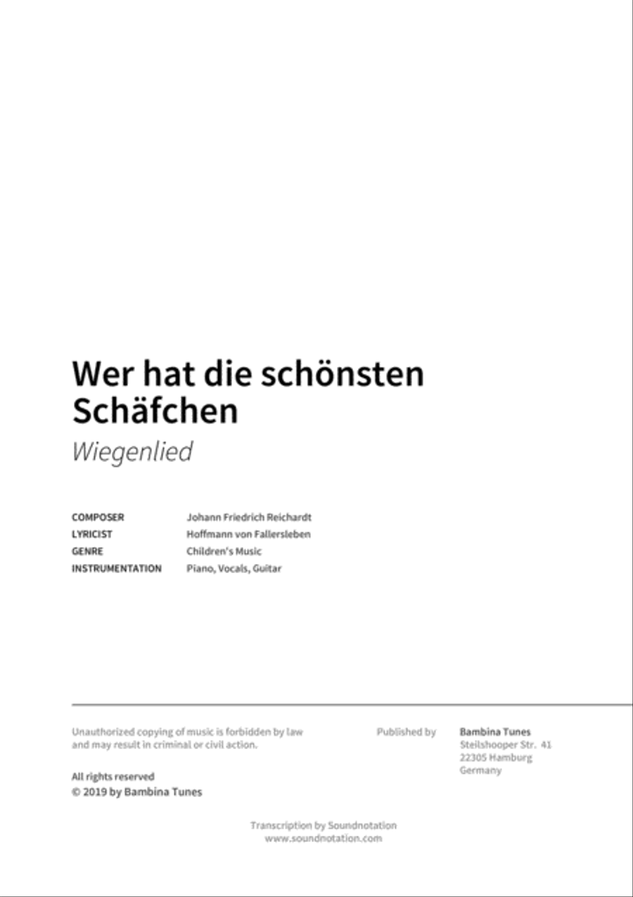 Wer hat die schonsten Schafchen Piano, Vocal, Guitar scores gallery preview page 2