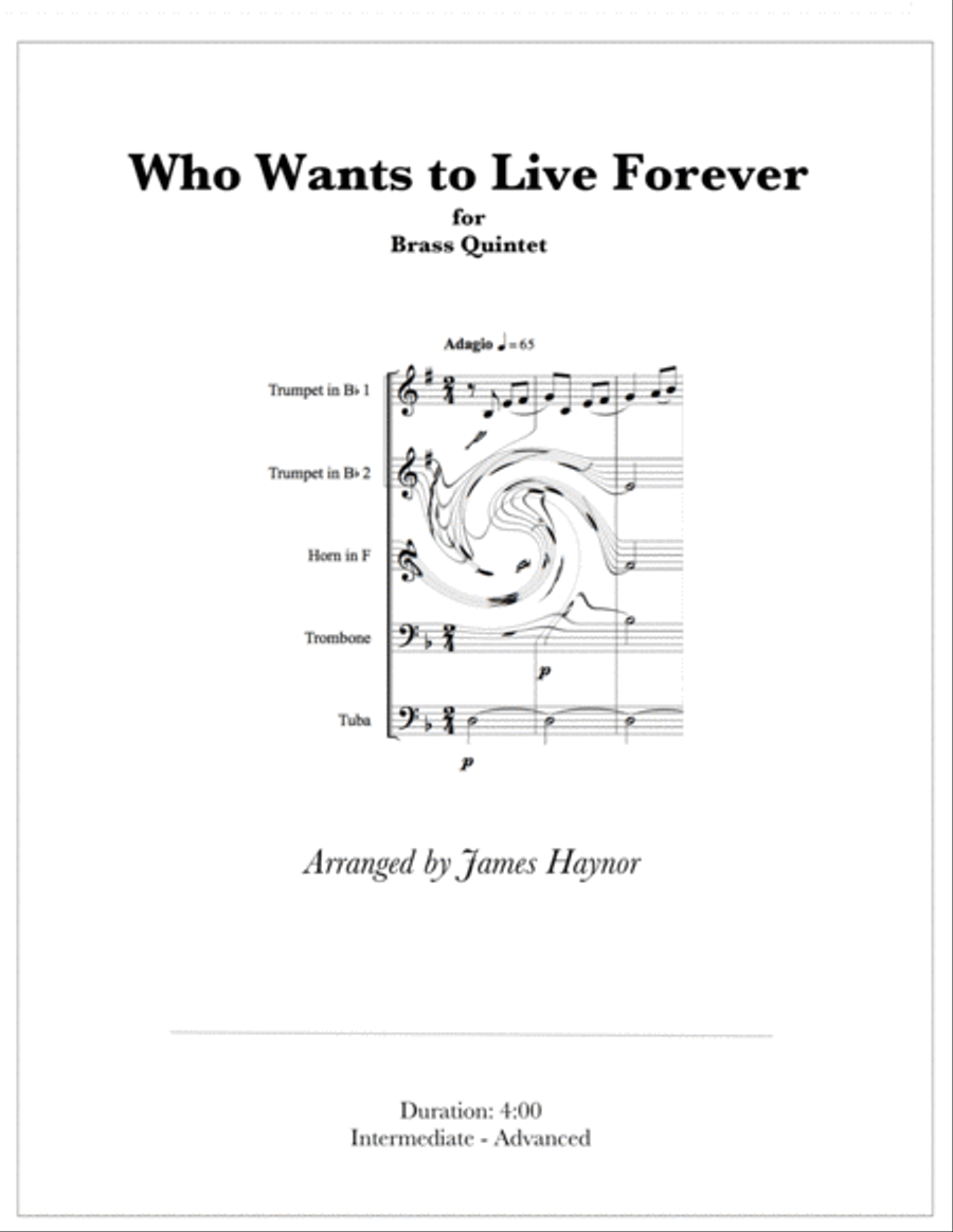 Who Wants To Live Forever Brass Ensemble scores gallery preview page 1