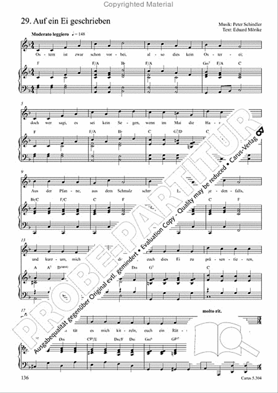 Schindler: Rosenzeit. Ein Liederzyklus uber die Liebe. Chansons fur Singstimme und Klavier Piano scores gallery preview page 137