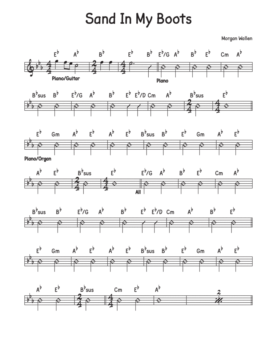 Sand In My Boots Piano scores gallery preview page 1