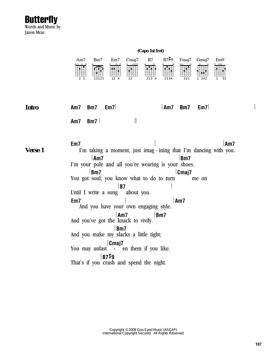 Butterfly Acoustic Guitar scores gallery preview page 1