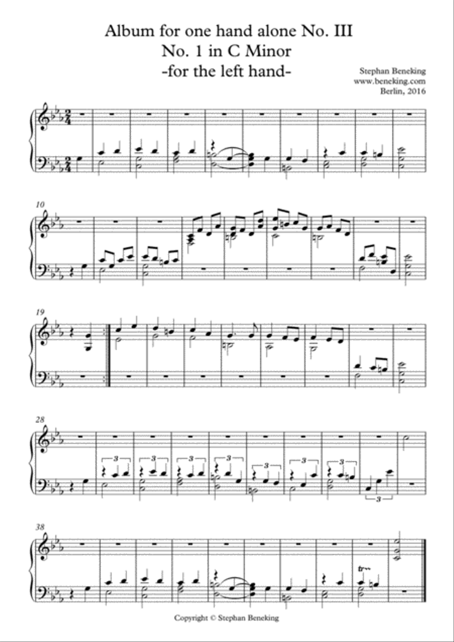 Album for One Hand Alone No. 3 Easy Piano scores gallery preview page 3