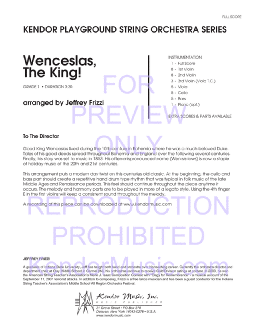 Wenceslas, The King! (Full Score)