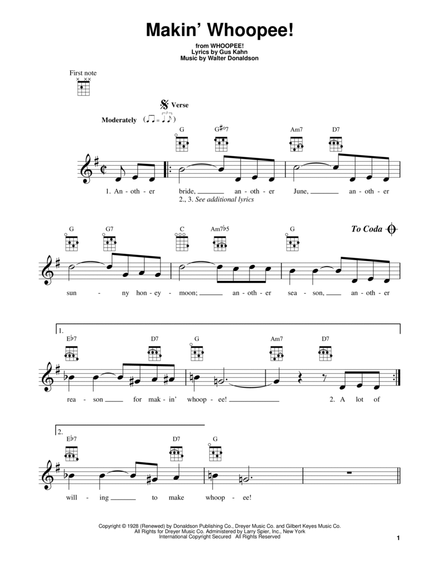 Makin' Whoopee! Makin' Whoopee! Ukulele scores gallery preview page 1