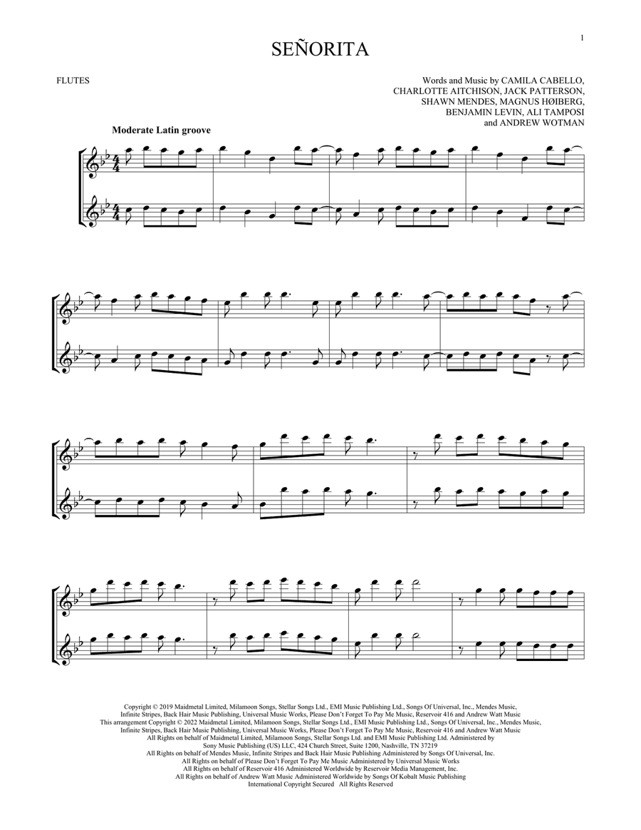 Señorita Flute Duet scores gallery preview page 1
