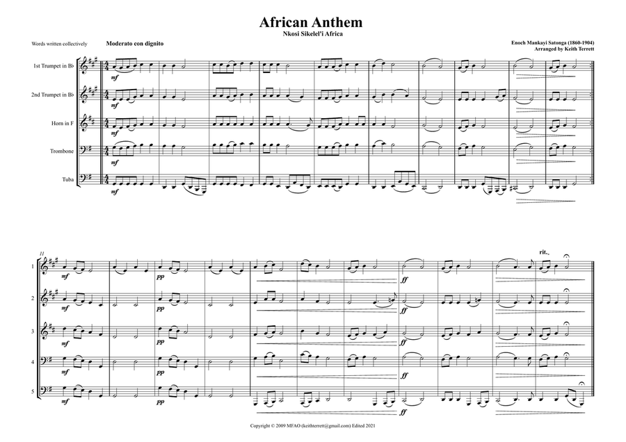 African Union Anthem (Let us All Celebrate & Unite) for Brass Quintet Brass Quintet scores gallery preview page 2