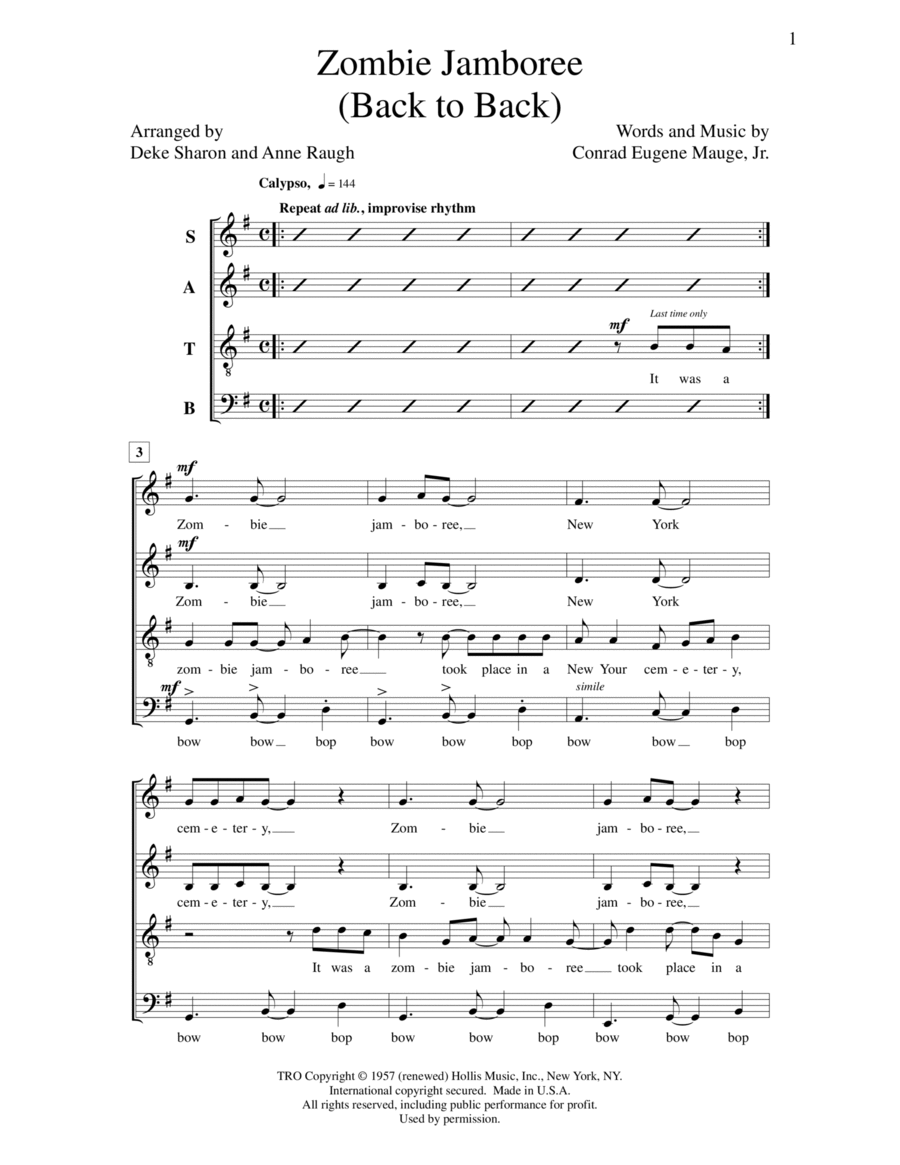Zombie Jamboree 4-Part scores gallery preview page 1