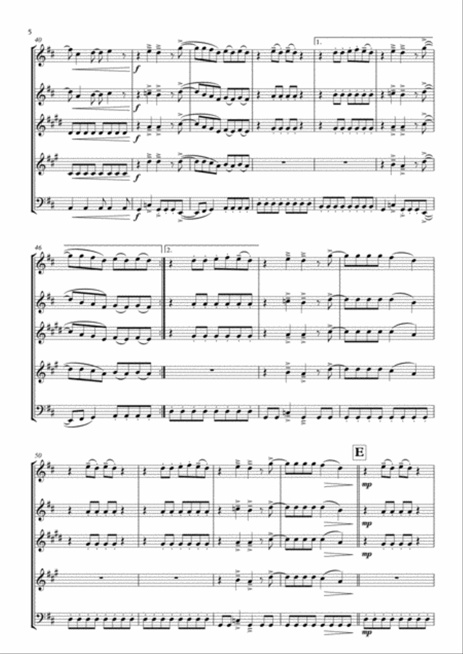 Mamma Mia Mamma Mia Woodwind Quintet scores gallery preview page 6