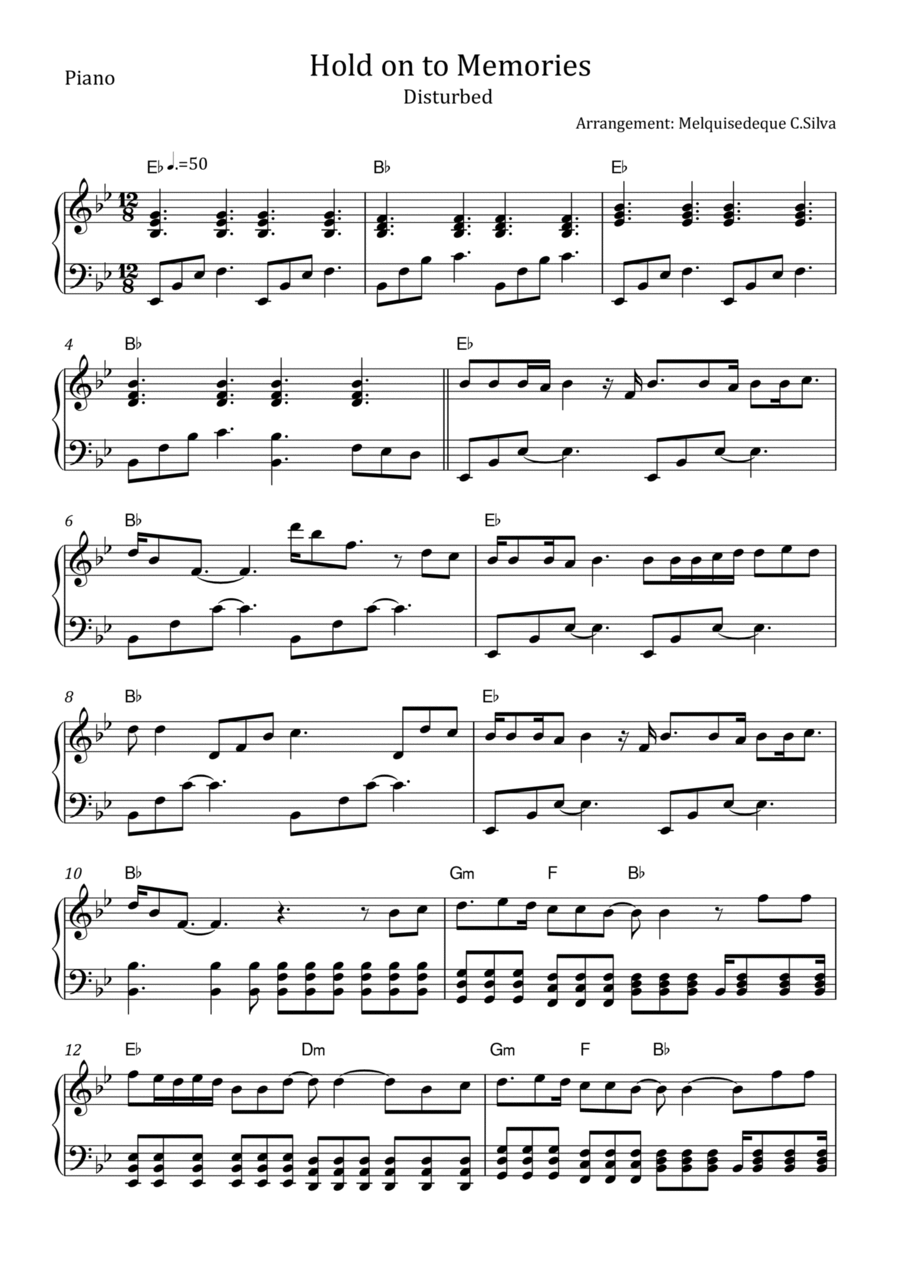 Hold On To Memories Piano Solo scores gallery preview page 1