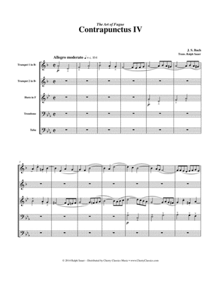 Book cover for Contrapunctus IV from "The Art of Fugue" for Brass Quintet