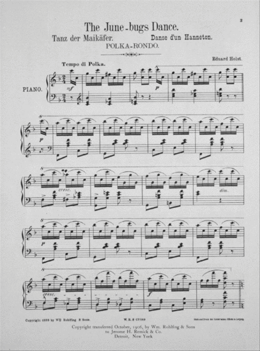The June-bugs Dance. Tanz der Maikafer. Danse d'un Hanneton. Polka Rondo pour Piano Piano Solo scores gallery preview page 2