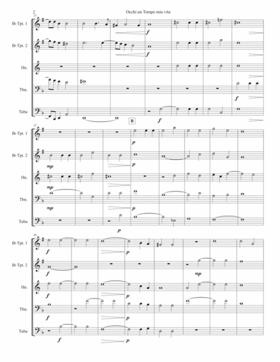 "Occhi un Tempo mia vita" for Brass Quintet - Claudio Monteverdi image number null