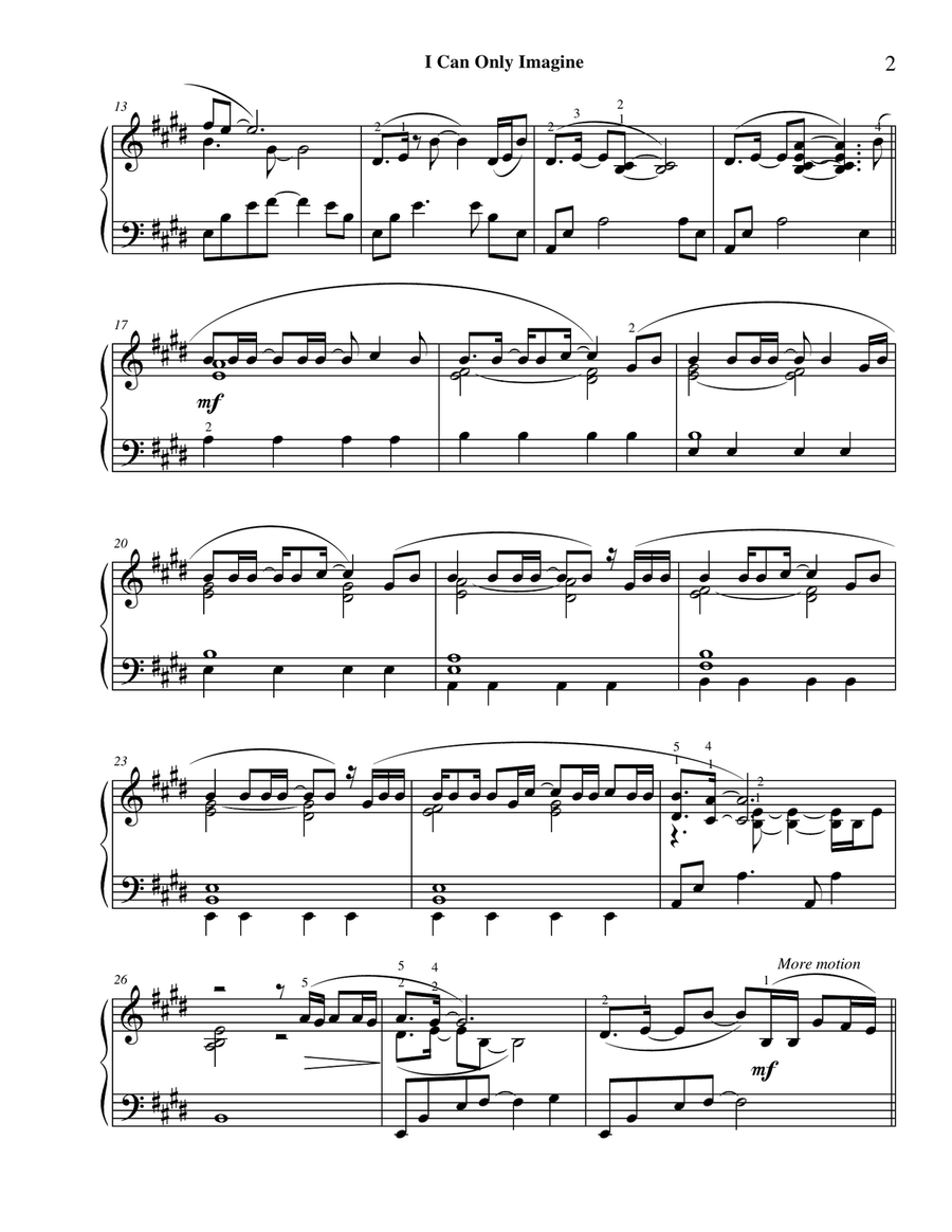 I Can Only Imagine Piano Solo scores gallery preview page 3