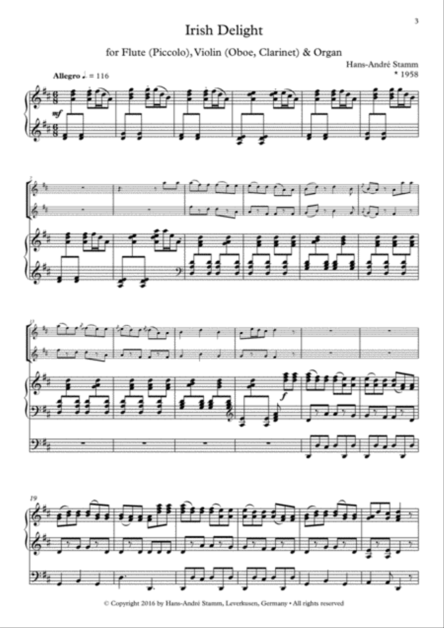Trio Pieces for Flute (Piccolo), Violin (Oboe, Clarinet) & Organ Vol. 2 in Celtic Spirit Small Ensemble scores gallery preview page 2