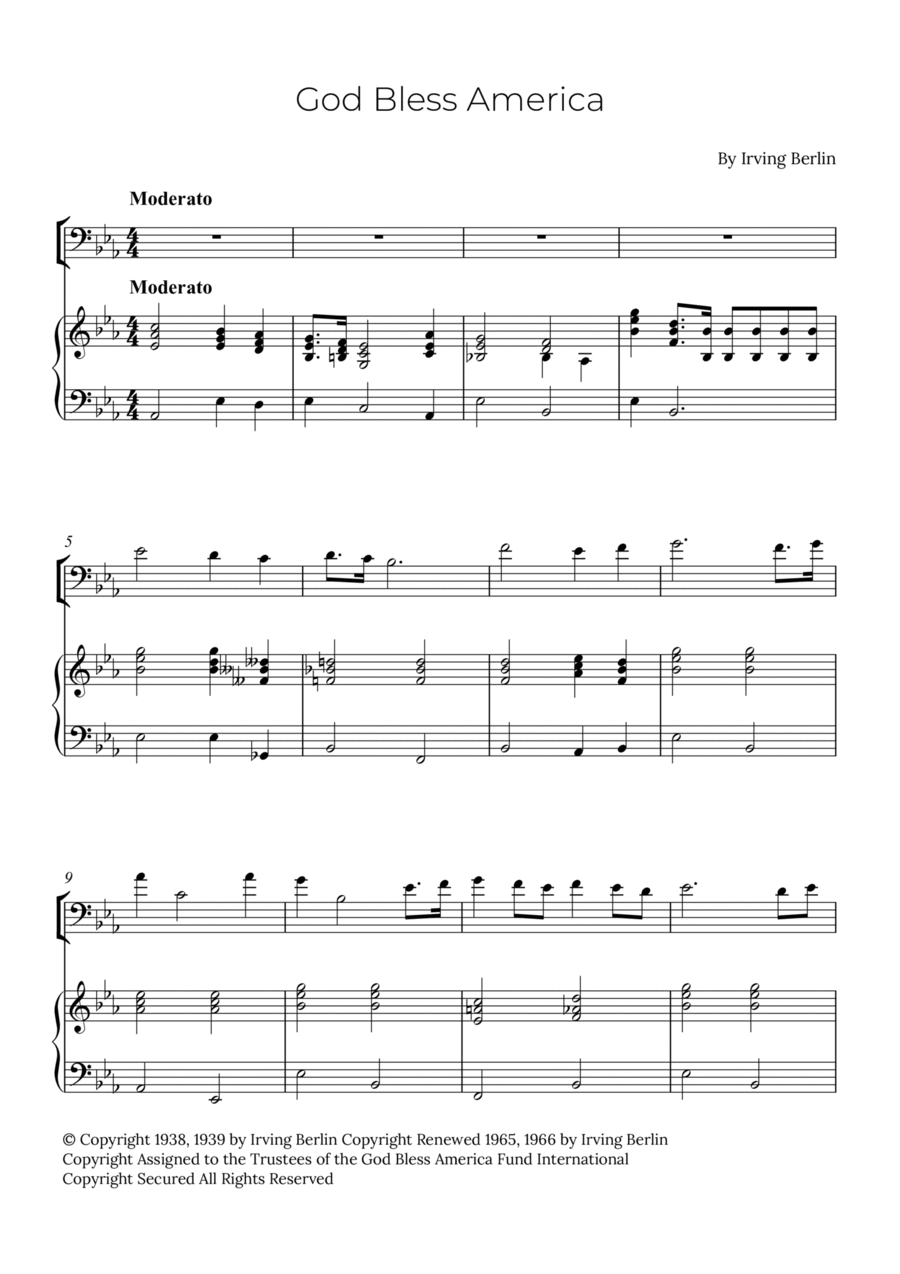 God Bless America ® Piano scores gallery preview page 1
