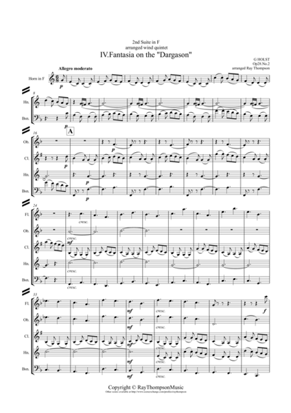 Holst: 2nd Suite in F Op. 28 No.2 Mvt. IV. "Fantasia on the "Dargason" - wind quintet image number null