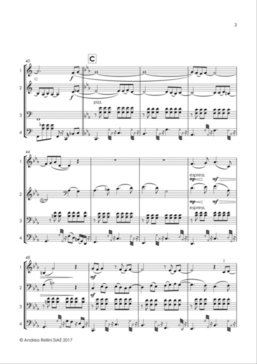 DA COME MI GUARDI (Cello quartet - 4 Cellos) String Quartet scores gallery preview page 4