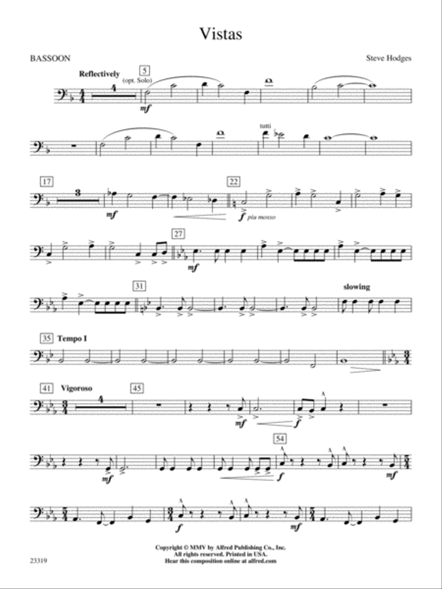 Vistas: Bassoon Concert Band scores gallery preview page 1