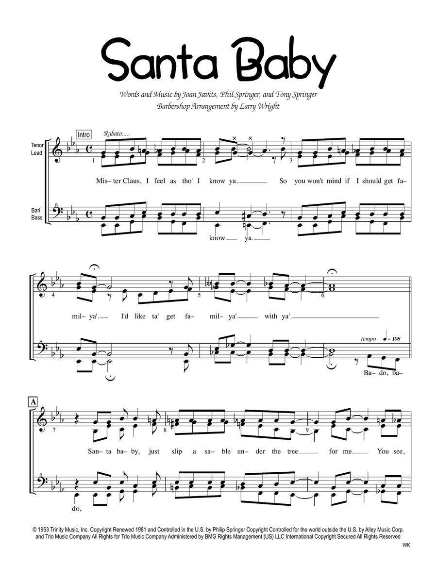 Santa Baby SSAA scores gallery preview page 1