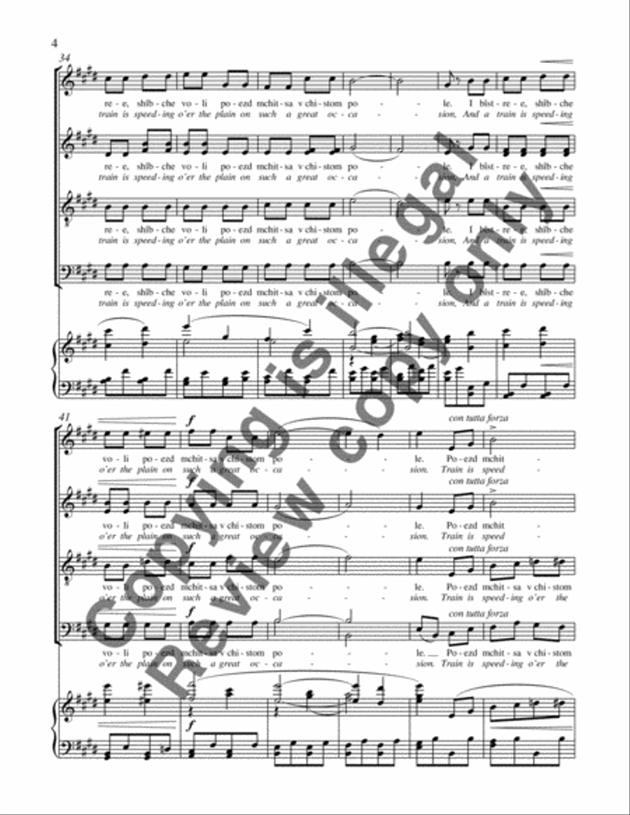 Poputnaya Pesnia (Traveling Song) 4-Part scores gallery preview page 6
