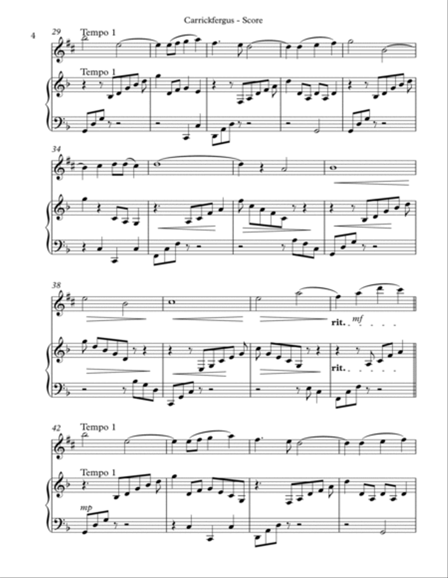 Carrickfergus Duet for Eb Alto Saxophone & Harp image number null