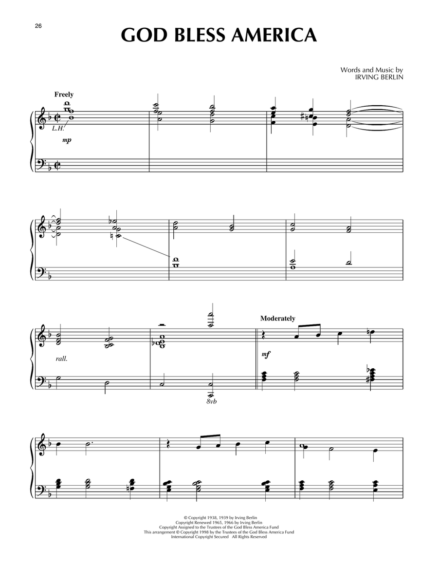 God Bless America God Bless America Piano Solo scores gallery preview page 1